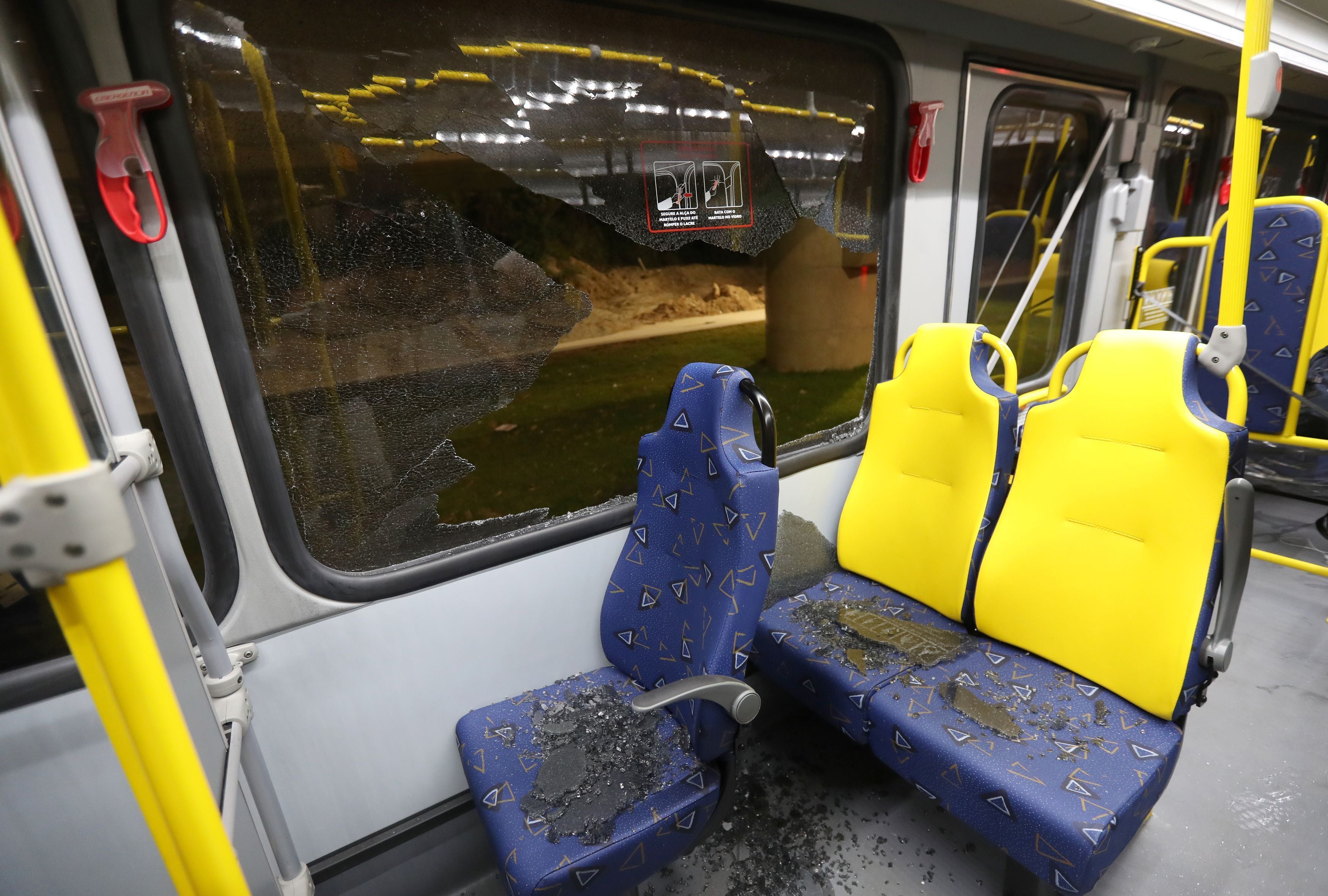 The media transport bus had two windows smashed after being "shot at" while travelling between Olympic venues. Picture: David Davies/PA Wire. 