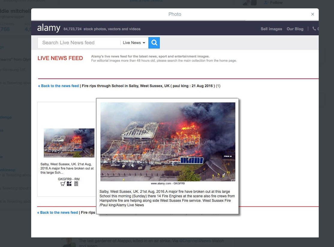 How Alamy sent out Eddie Mitchell's aerial image on its live news feed but with the wrong attribution