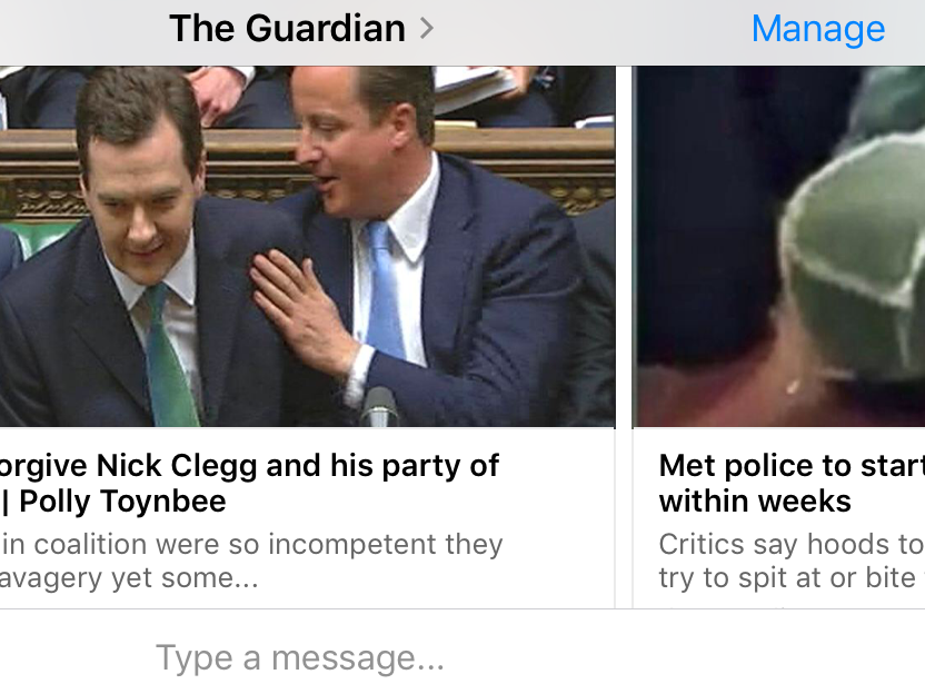 News snippets from the Guardian chatbot