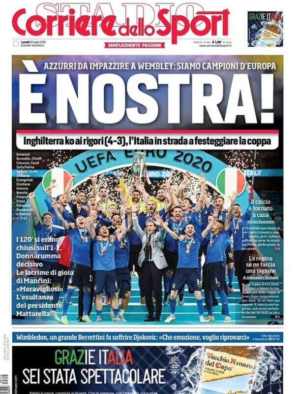Euro final newspaper front pages: Corriere dello Sport