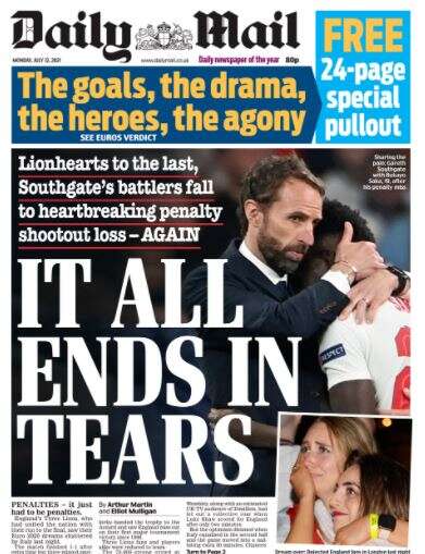 Euro final front pages: Daily Mail